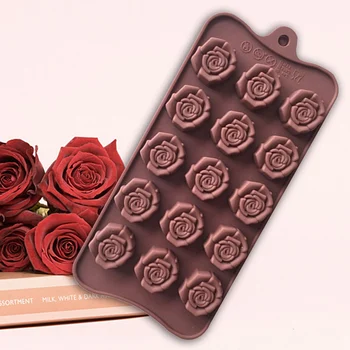 1PCS 15-dokonca aj Ruže, Kvety a Tvarované Silikónové Čokoláda, Formy, Riad na Pečenie Nástroj kuchynský Riad Fondant Cake Decoration Nástroj
