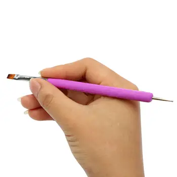 1PCS Nový 2-Spôsoby Nail Art Pen Maľovanie Bodkovanie Akryl UV Gel Polish Štetec Nástroj Vložky