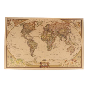 1PCS Veľké Vintage Mape Sveta Podrobné Starožitné Plagát na Stenu Graf Retro Papier Matný Papier Kraft 28*18-palcové Mapa Sveta