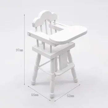 1：12 miniatúrny domček pre bábiky mini white výška podpätku jedálenské stoličky - ob11