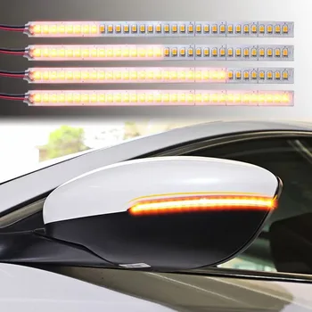 2 ks 12V Auto Spätné Zrkadlá Flexibilné LED Tečie Zase Signálneho Svetla Pásu Zozadu Dynamické Zapnite Indikátor Signálu 4472