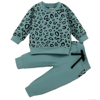 2 ks Leopard Dieťa Dieťa, Dievča, Chlapec, Zimné Oblečenie, Topy Mikina+Dlhé Nohavice, Oblečenie, Unisex Oblečenie Set 48184