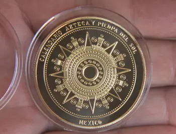 2 ks/ Set Mexiko mayský kalendár aztéckej Pripnúť Odznak Bankovky a Mince á zlato 55241
