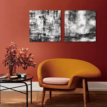 2 kus Steny Umenie Výtlačkov Plátno na Maľovanie Čiernej a Bielej Tvorivé Predstavte si, Vintage Abstraktné Atrament Obrázky, Plagáty Domova