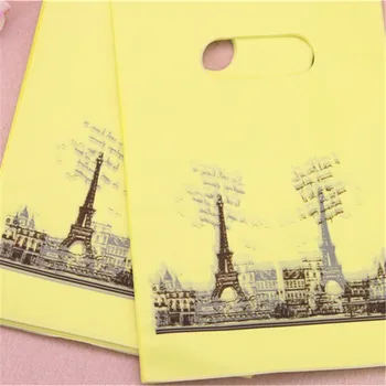 2017 Nový Štýl Veľkoobchod 100ks/veľa 13*18 cm Luxusné Európske Vintage Eiffelova Veža Darčekové Balenie Žltá Darčekové Tašky Pacakage
