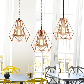 2018 moderné lode kovové klietky prívesok lampa,vintage rose gold plating birdcage tvorivé závesné svietidlo pre reštaurácia obývacia izba