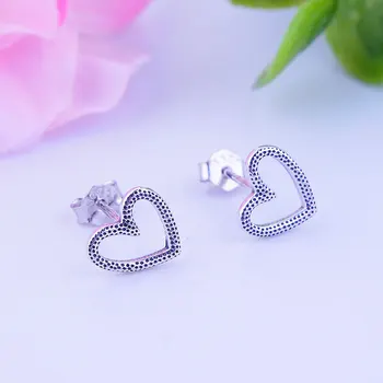 2018 Nový Štýl 925 Sterling Silver Srdce Stud Náušnice Pre Ženy Lady Roztomilé Malé Náušnice DIY Módne Romantické Šperky Berloque