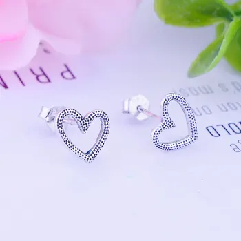 2018 Nový Štýl 925 Sterling Silver Srdce Stud Náušnice Pre Ženy Lady Roztomilé Malé Náušnice DIY Módne Romantické Šperky Berloque