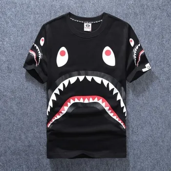 2019 Lete Nové Zahraničného Obchodu Shark Dospievajúcich Bavlna T-shirt pánske Bežné okrúhlym Výstrihom, Krátky Rukáv pánske Oblečenie