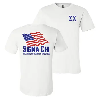 2019 Módne Letné Štýl Sigma Chi Bratstvo Americkej Tradície Mäkké Namontované Biele Tričko Tee tričko 6039