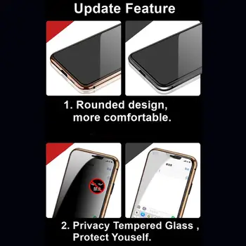 2019 Nové Anti-peeping Magnetické Telefón Prípade Dvojité Bočné Tvrdeného Skla Screen Protector Pre iphone 7 8 Plus x xr xs xs max