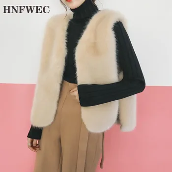 2020 jeseň a v zime kórejský štýl umelú kožušinu kabát krátky-dĺžka krajky-up bez rukávov voľné tuhé kabát vesta pre ženy V010