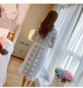 2020 Krátky Rukáv Výšivky Dlho Čipky Kimonos Ženy Sladké Duté Z Čipky Pláži Kimonos Dlho Čipky Košele Čipky Topy, Blúzky