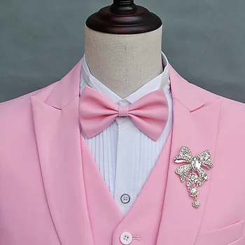 2020 Mužov je Svadobný Tuxedos Ružová Oblekoch, Slim Tri-dielny Oblek Ženícha Fáze Mladých Hosť Vykonanie Šaty Bunda, Nohavice, Vesta 3912