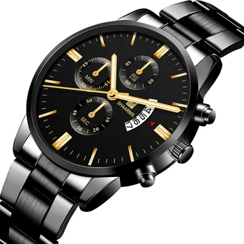 2020 Mužov luxusné obchodné Vojenské Quartz hodinky zlaté nehrdzavejúcej ocele kapela muži hodinky Dátum, kalendár muž hodiny Relogio priame 61338