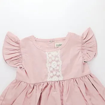 2020 Nové Baby Girl Dress Farbou Wild Čipky bez Rukávov Skladaný Letné Šaty, Ružové A Červené Víno