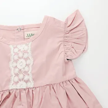 2020 Nové Baby Girl Dress Farbou Wild Čipky bez Rukávov Skladaný Letné Šaty, Ružové A Červené Víno