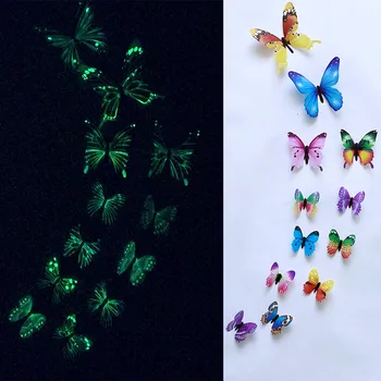 2020 Nové Domáce Dekorácie 12pcs Svetelný Butterfly Design Odtlačkový Umenie Samolepky na Stenu Miestnosti Magnetické Domova krásne nálepky na stenu 1171