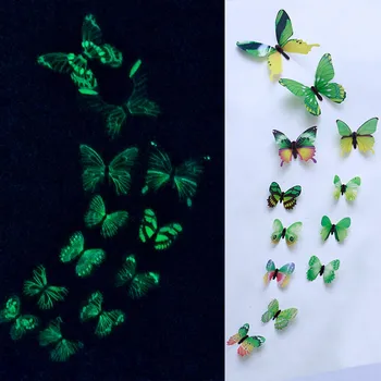 2020 Nové Domáce Dekorácie 12pcs Svetelný Butterfly Design Odtlačkový Umenie Samolepky na Stenu Miestnosti Magnetické Domova krásne nálepky na stenu