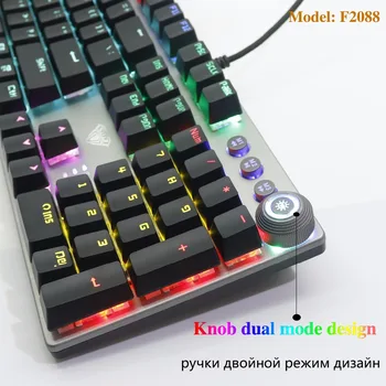 2020 NOVÉ Mechanické Klávesnice 104 kľúče USB MIX LED Podsvietený Čierny Modrý Hnedý Prepínač pre ruský španielsky hebrejčiny, arabčina herné Keybo