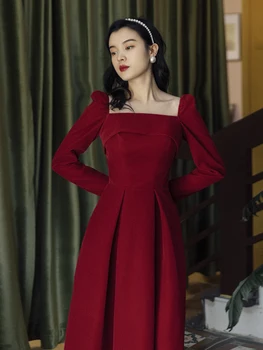 2020 nové módne oblečenie pre ženy Plnom znení-Line Vintage šaty pre ženy šaty červené 2344