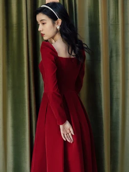 2020 nové módne oblečenie pre ženy Plnom znení-Line Vintage šaty pre ženy šaty červené