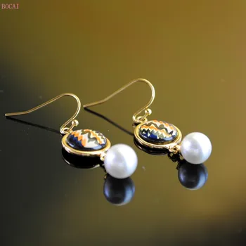 2020 nové módne šperky Trend cloisonne smalt pearl hák typ samica Náušnice osobnosti ucho drop náušnice pre ženy