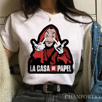 2020 Nové Žien T Shirt Hip Hop Ženy La Casa De Abstraktných Papier Dom T Shirt Žena Topy 90. rokov Oblečenie T Letné Tričko Krátky Rukáv