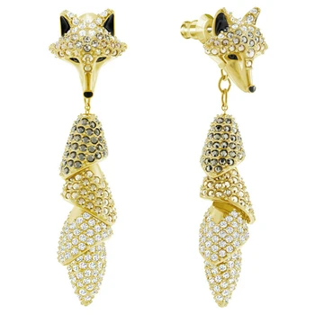 2020 SWA Módne Šperky Nový FOX Prebodol Náušnice Zlaté Fox Tvár Otvor Chvost Modelovanie Crystal dámske krásne šperky