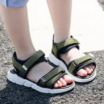 2020 Veľkoobchod Chlapci Nubuk Kožené Sandále Módne Deti Letné Byty Jednej Topánky Deti Antislip Jediným Sandále