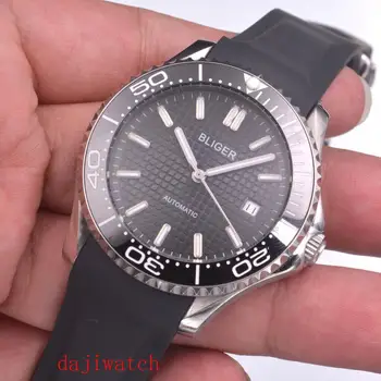 2020Bliger nové 41mm Gumové pásky luxusné pánske hodinky modrá dial sapphire crystal blue Keramické Spin Rámu Automatické mechanické watche