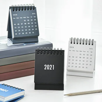 2021 Jednoduché Jednofarebné Mini Kalendár Tvorivé Prenosné Stolové Kalendáre Notebook Denný Plán Planner