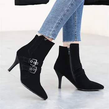 2021 jeseň zima nové topánky dámy ukázal prst vysoké podpätky dámske topánky veľkosť 33-43 ženy Fashion Vysoké podpätky, topánky čierne