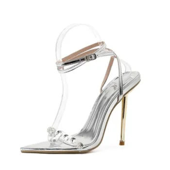 2021 new horúce predaj online celebrity crystal dámske sandále transparentné dámy topánky vysokej kvality letné 12 CM bodce 4-10 11