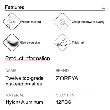 2021 Nové 12Pcs/set Ružová Kozmetické Štetce na Tvár, Očné tiene Očné make-up Štetec Nástroj pre Ženy