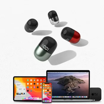 2021 Nové TWS Bluetooth 5.0 Slúchadlá Plnenie Box Bezdrôtový Headset Puky Športové Vodotesné Slúchadlá Slúchadlá Bezdrôtové Slúchadlá