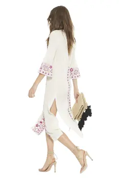2021 Nové Výšivky Dlhé Šaty Flower Design, Móda Split Šaty tvaru Bavlna Boho Šaty Svetlice Rukáv Lete Vestidos Rúcha