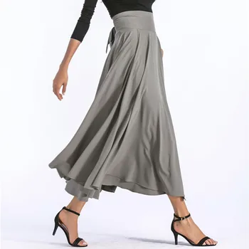 2021 Ženy Štrbinou Dlho Maxi Sukne Vintage Módne Dámy Skladaný Horela Vrecká Čipky Luk Plus Veľkosti 4XL Sukne