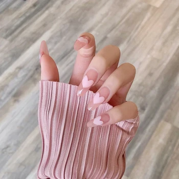 24 sady elegantné ružové gradient false nechty plné pokrytie balerína strednej dĺžky francúzsky false nechty nositeľné DIY nechtov tipy