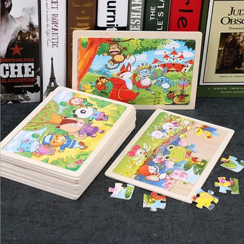 24PCS Deti Drevené Puzzle Hračka Cartoon Zvierat Dieťa Drevené Puzzle Skladačka Vzdelávacieho Hračky pre ChildrenHot Predaj