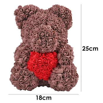 25 cm Odolné Načechraný Umelé Kvety Ruže EVA Pena Kvet Bublina Medveď Konzervované Hand-made Valentine Narodeninám
