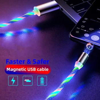 2m Magnetické Nabíjanie Telefónu kábel USB Typu C Kábel Svetelný Tok Osvetlenie Údaje Drôt Pre Huawei, Samsung iPhone Nabíjačka LED Micro Kable 2290
