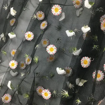 2yards Daisy Kvetinové Výšivky Transparentné francúzsky Čistý Čipky Textílie Afriky Tylu Oka Textílie, Čipky Vysokej Kvality Pre Oblečenie Šaty