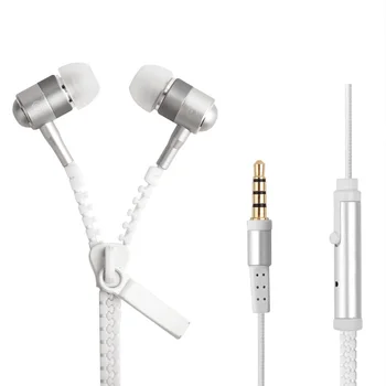 3,5 mm Konektor Zábavné Zips Dizajn slúchadiel s mikrofónom luxusné ťažké basy stereo in-ear headset pre mobil volania/prehrávania hudby 48961