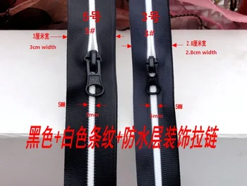 3#/5# vodotesný zips, na vrecku tašky luggages nylon čierny zips s bielu čiaru doprava zadarmo 15689