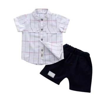 3 Farby Detské Oblečenie Nastaviť Palytoday Kockované Košele Top + Čierne Šortky Detské Oblečenie Nastaviť Letné Deti Novorodenca Oblečenie 2020