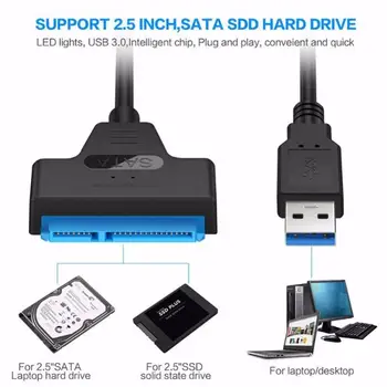 3 Typy 2 V 1, USB 3.0 2.5 Palcový SATA III SSD HHD Kábel Adaptéra Audio Converter Video Converter Plug And Play Počítača Káble