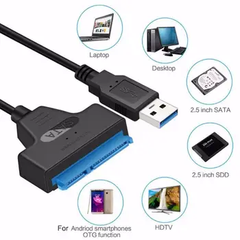 3 Typy 2 V 1, USB 3.0 2.5 Palcový SATA III SSD HHD Kábel Adaptéra Audio Converter Video Converter Plug And Play Počítača Káble