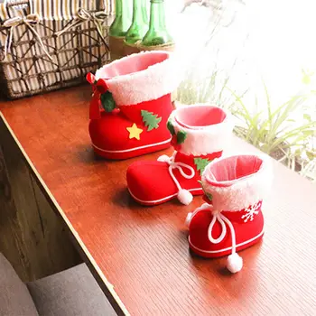 3 Veľkostiach 1pc Vianočné Topánky Hrnú, Topánky, Ponožky a Kreatívny Darček bonboniéru Dekoratívne Červené Topánky Vianočné Ozdoby