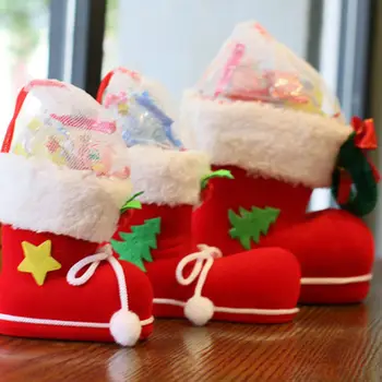 3 Veľkostiach 1pc Vianočné Topánky Hrnú, Topánky, Ponožky a Kreatívny Darček bonboniéru Dekoratívne Červené Topánky Vianočné Ozdoby
